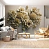 3D Beige Floral Wall Mural – Elegant Sculpted Flower Design