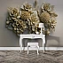 3D Beige Floral Wall Mural – Elegant Sculpted Flower Design