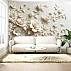 Elegant 3D Floral Wall Mural – Soft Beige Sculpted Flower Art