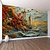 Textured Coastal Lighthouse Wall Mural – Artistic Sailboat Sunset Wallpaper for Dining & Living Room