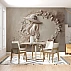 Floral Lady Circle Wall Mural – Beige 3D Sculptural Art Design Floral Lady Circle Wall Mural – Beige 3D Sculptural Art Design