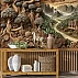 Carved Landscape Wall Mural – 3D Wooden Relief Asian Nature Design