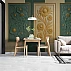 Green & Gold Floral Panel Wall Mural – Classic Embossed Botanical Wallpaper for Elegant Interiors