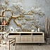White & Gold 3D Floral Wall Mural – Modern Luxury Artistic Statement Design