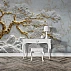 White & Gold 3D Floral Wall Mural – Modern Luxury Artistic Statement Design