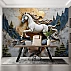 Majestic White Horse Wall Mural – Luxury Marble & Gold Art Design