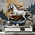 Majestic White Horse Wall Mural – Luxury Marble & Gold Art Design