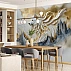 Majestic White Wolf Wall Mural – Golden Mountain Artistic Design