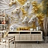 White Horse Wall Mural – Luxury Golden Stallion Wallpaper for Statement Interiors
