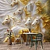 White Horse Wall Mural – Luxury Golden Stallion Wallpaper for Statement Interiors