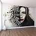 Abstract Woman Portrait Wall Mural – Artistic Face with Feather Design