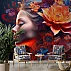 Vibrant Floral Woman Wall Mural – Bold Artistic Portrait Design Vibrant Floral Woman Wall Mural – Bold Artistic Portrait Design