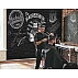 Vintage Barbershop Wall Mural – Black Brick Salon Wallpaper for Modern Barber Shops