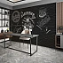 Vintage Barbershop Wall Mural – Black Brick Salon Wallpaper for Modern Barber Shops
