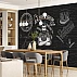 Vintage Barbershop Wall Mural – Black Brick Salon Wallpaper for Modern Barber Shops