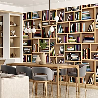 Library Bookshelf Wall Mural – Cozy Reading Room Design