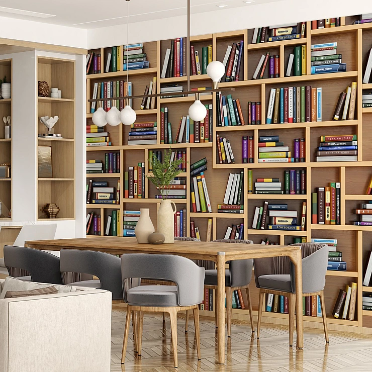 Library Bookshelf Wall Mural – Cozy Reading Room Design Library Bookshelf Wall Mural – Cozy Reading Room Design