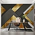 Modern Geometric Wall Mural – Luxury Gold & Dark 3D Office Wallpaper Modern Geometric Wall Mural – Luxury Gold & Dark 3D Office Wallpaper
