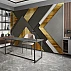 Modern Geometric Wall Mural – Luxury Gold & Dark 3D Office Wallpaper Modern Geometric Wall Mural – Luxury Gold & Dark 3D Office Wallpaper