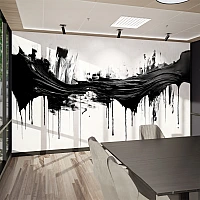 Black Abstract Brush Stroke Wall Mural – Modern Ink Art Design