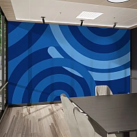 Abstract Blue Wave Wall Mural – Modern Geometric Flow Design