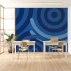 Abstract Blue Wave Wall Mural – Modern Geometric Flow Design