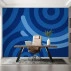 Abstract Blue Wave Wall Mural – Modern Geometric Flow Design