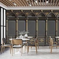 Black Gold Classical Wall Mural – Luxury Architectural Panel Design