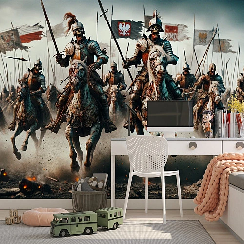 Medieval Knights Battle Wall Mural – Epic Cavalry Warrior Design