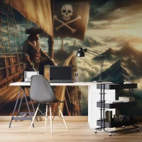 Epic Pirate Ship Wall Mural – Fantasy Adventure Sky Landscape Design
