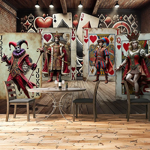 Playing Cards Wall Mural – Vintage Casino Art Design