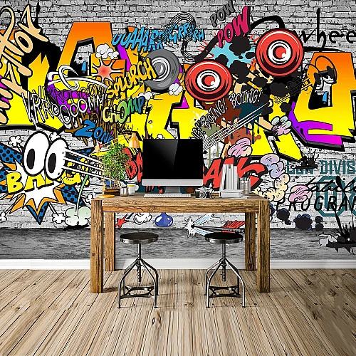 Urban Graffiti Wall Mural – Colorful Street Art Comic Design