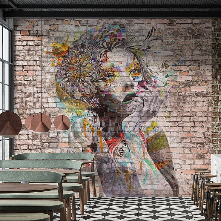 Urban Portrait Graffiti Wall Mural – Artistic Woman Street Art Design