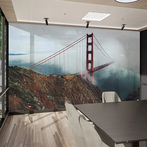 Golden Gate Bridge Wall Mural – Foggy Coastal Landscape Design