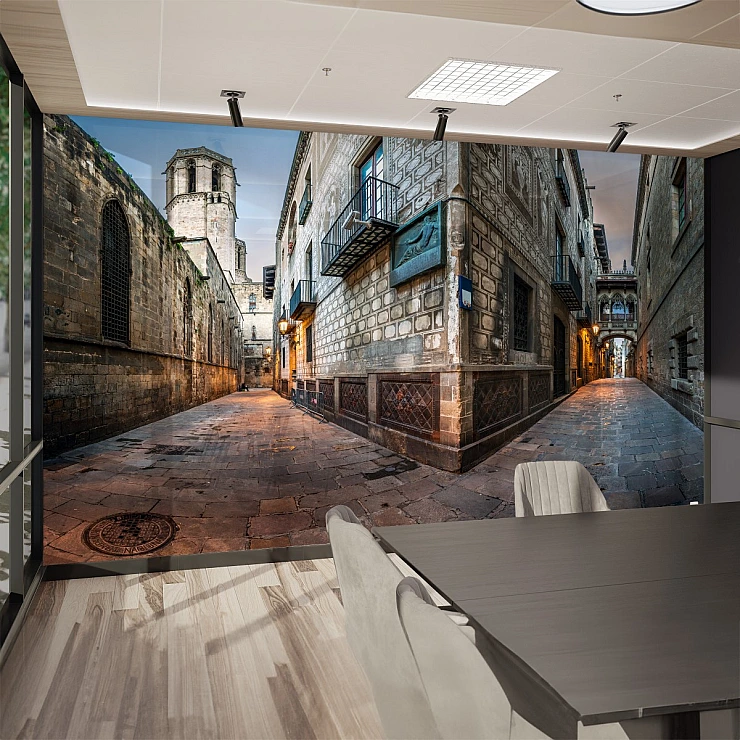 Old City Street Wall Mural – Historic European Alley Architecture Design Old City Street Wall Mural – Historic European Alley Architecture Design