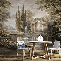 Classical Garden Arch Wall Mural – Vintage Lake Landscape Design