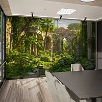 Ancient Jungle Ruins Wall Mural – Tropical Temple Landscape Design