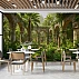 Tropical Courtyard Ruins Wall Mural – Elegant Jungle Patio Design