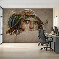 Ancient Mosaic Wall Mural – Classical Roman Art Portrait Design