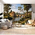 Classic Bridge Landscape Wall Mural – European Riverside Village Design