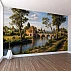 Classic Bridge Landscape Wall Mural – European Riverside Village Design