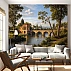 Classic Bridge Landscape Wall Mural – European Riverside Village Design