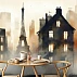 Paris Misty Skyline Wall Mural – Artistic Eiffel Tower City Design Paris Misty Skyline Wall Mural – Artistic Eiffel Tower City Design