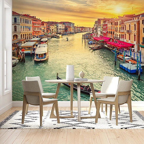 Venice Grand Canal Sunset Wall Mural – Vibrant Italian Cityscape