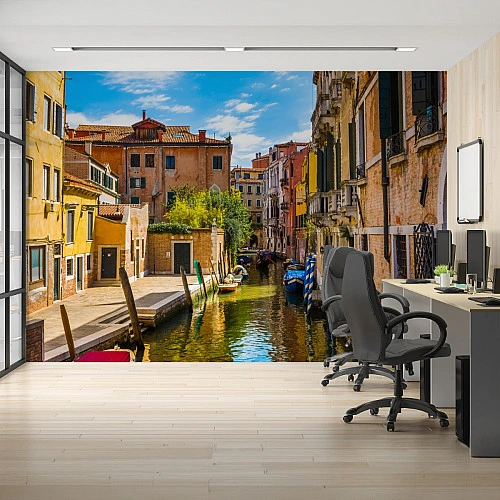 Venice Canal Street Wall Mural – Italian Cityscape Architecture Design