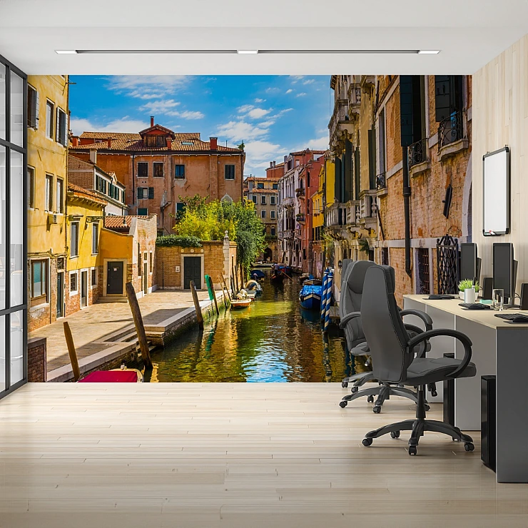 Venice Canal Street Wall Mural – Italian Cityscape Architecture Design Venice Canal Street Wall Mural – Italian Cityscape Architecture Design