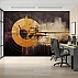 Gold Target Abstract Wall Mural – Dark Modern Circle Art Design