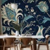 Blue Gold Floral Pattern Wall Mural – Elegant Vintage Ornament Design