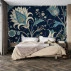 Blue Gold Floral Pattern Wall Mural – Elegant Vintage Ornament Design