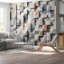 3D Marble Cube Wall Mural – Luxury Geometric Stone Design